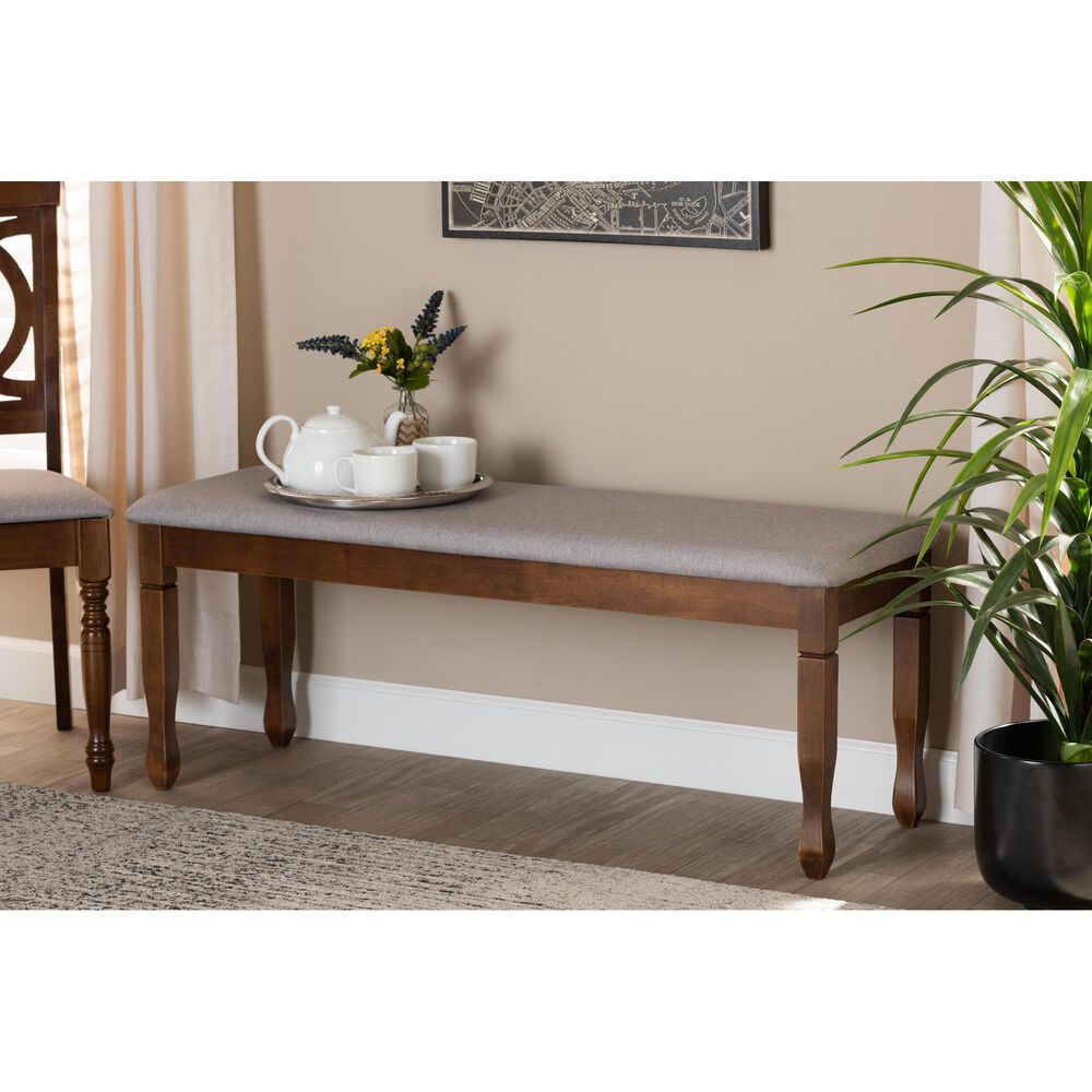 Baxton Studio Corey Dining Bench in Grey/Walnut, , large