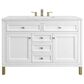 James Martin Vanities Chicago 48" Single Bathroom Vanity in Glossy White with 3 cm Ethereal Noctis Quartz Top and Rectangular Sink, , large