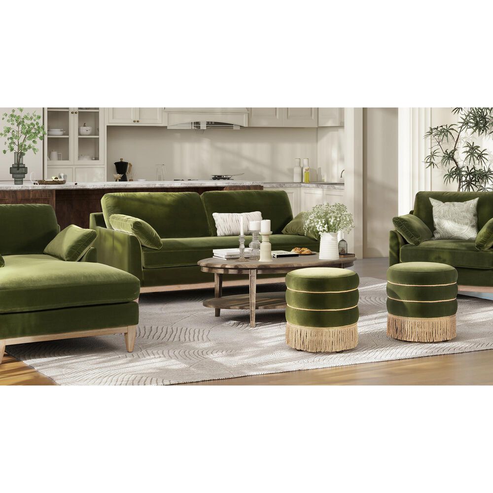 Jennifer Taylor Home Pasadena Stationary Sofa in Olive Green Velvet, , large