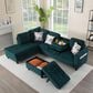 HOMLUX 94.49" L-Shaped Modular Sectional Sofa with Storage Ottoman and Cup Holders in Green, , large