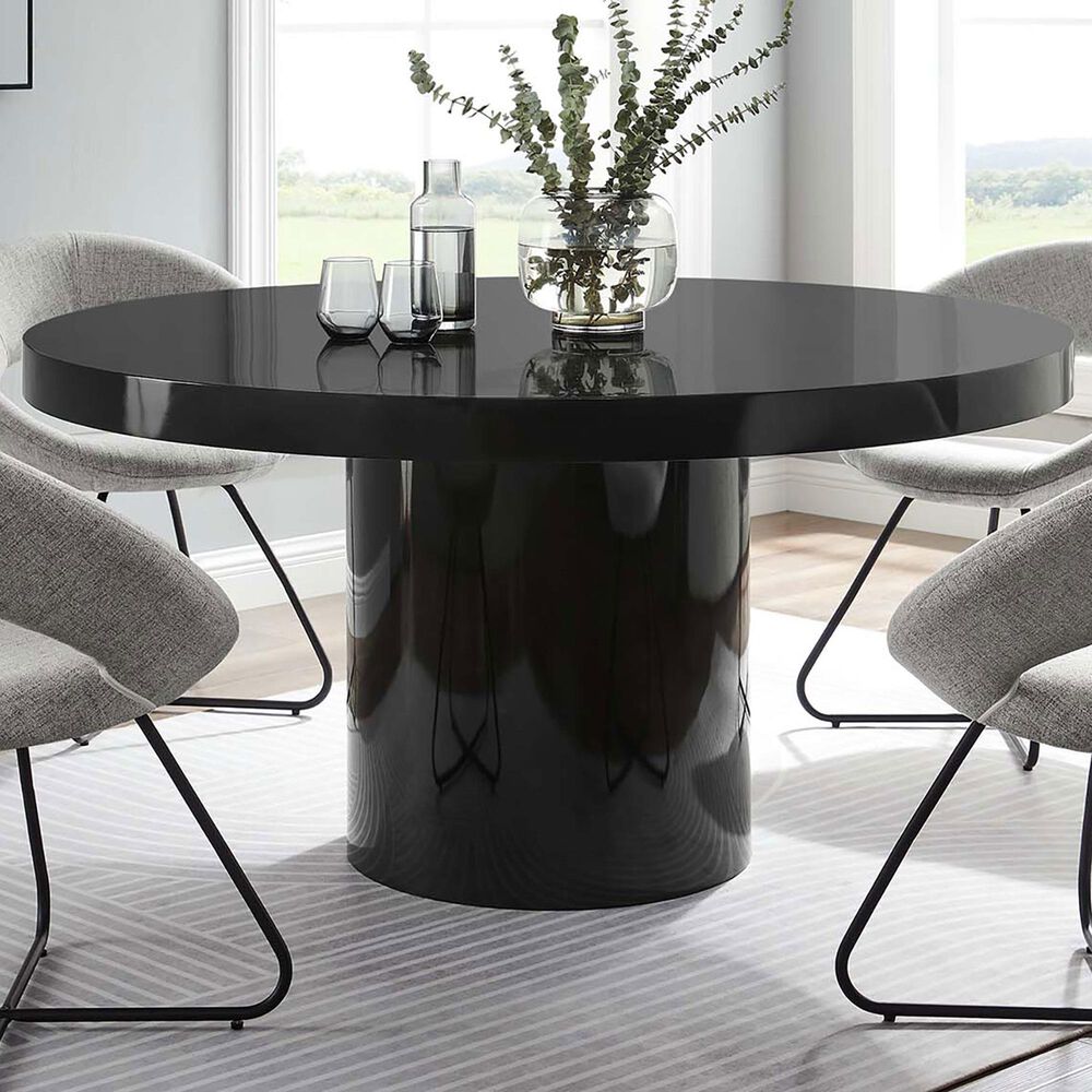 Modway Gratify 60&quot; Round Dining Table in Black - Table Only, , large