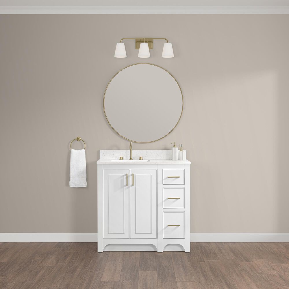 37B Lucerne 36" Single Bathroom Vanity Cabinet in Bright White with Marble Top and Backsplash, , large