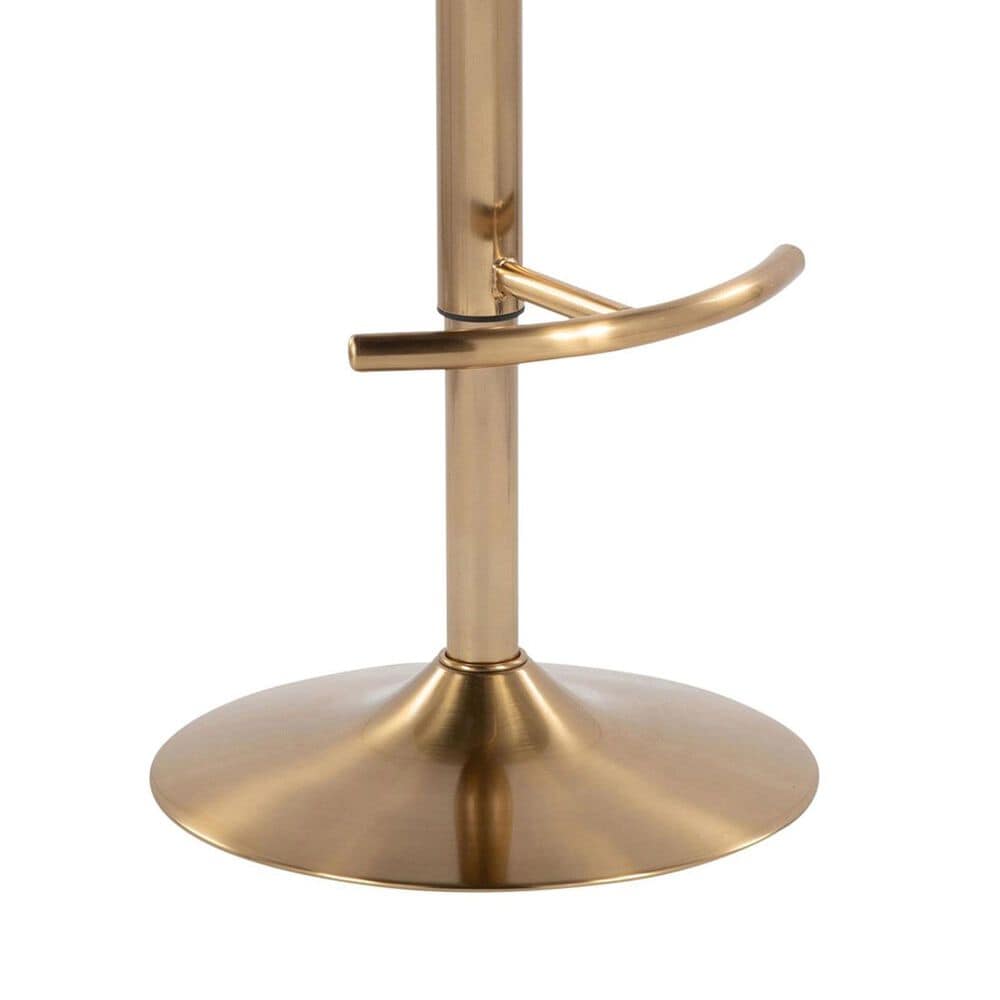 LumiSource Toriano Swivel Adjustable Bar Stool with Cream Faux Leather Upholstery in Gold (Set of 2), , large