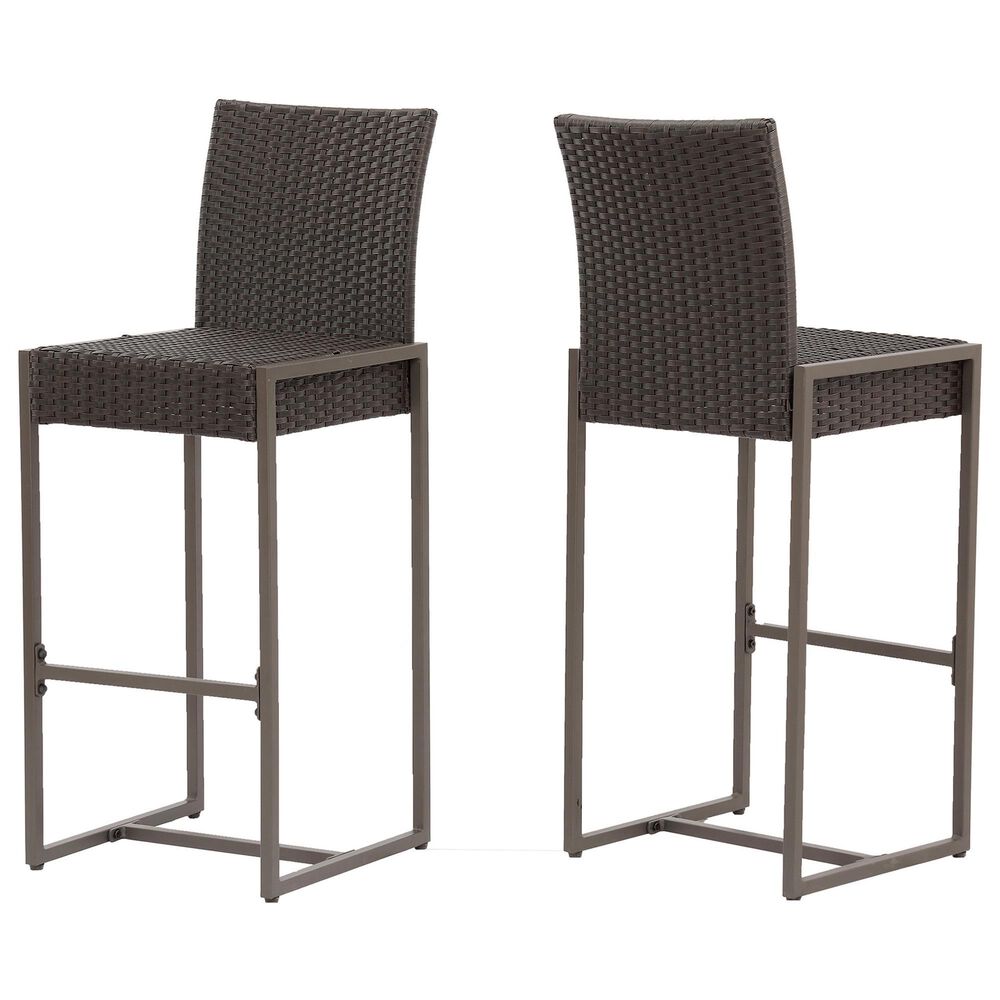 Hearth and Haven Conway Bar Stool in Dark Brown and Black (Set of 2), , large