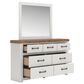 Ashley Savonport 7 Drawer Dresser and Mirror in White and Brown, , large