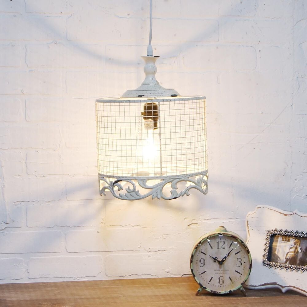 VIP Home and Garden Metal Light in Distressed White, , large