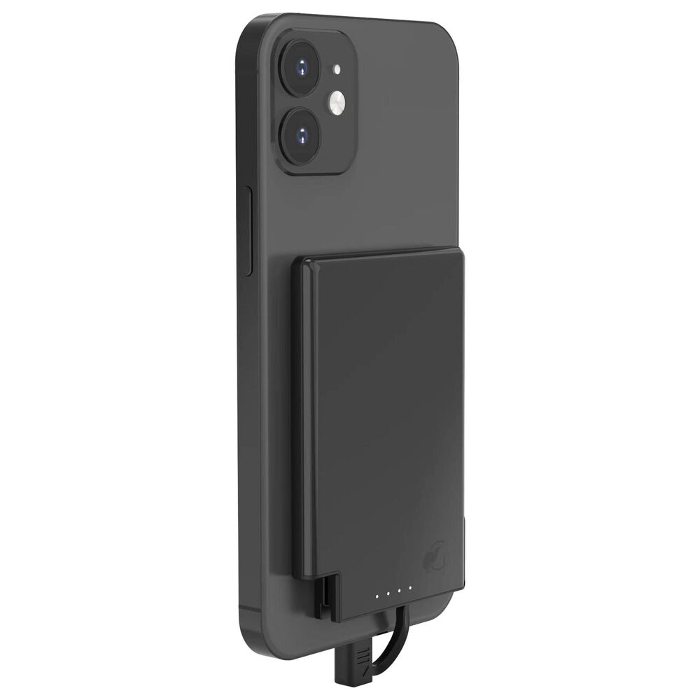 Gallevant SlimCharge 5000mAh Magnetic Power Bank with Built-In Lightning Cables in Black, , large