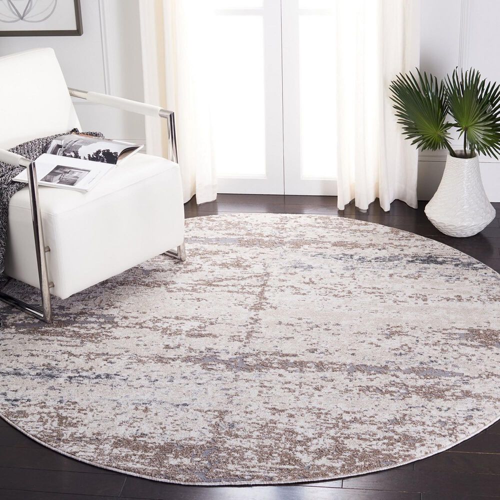Safavieh Aston ASN799 6&#39;7&quot; Round Ivory and Grey Area Rug, , large