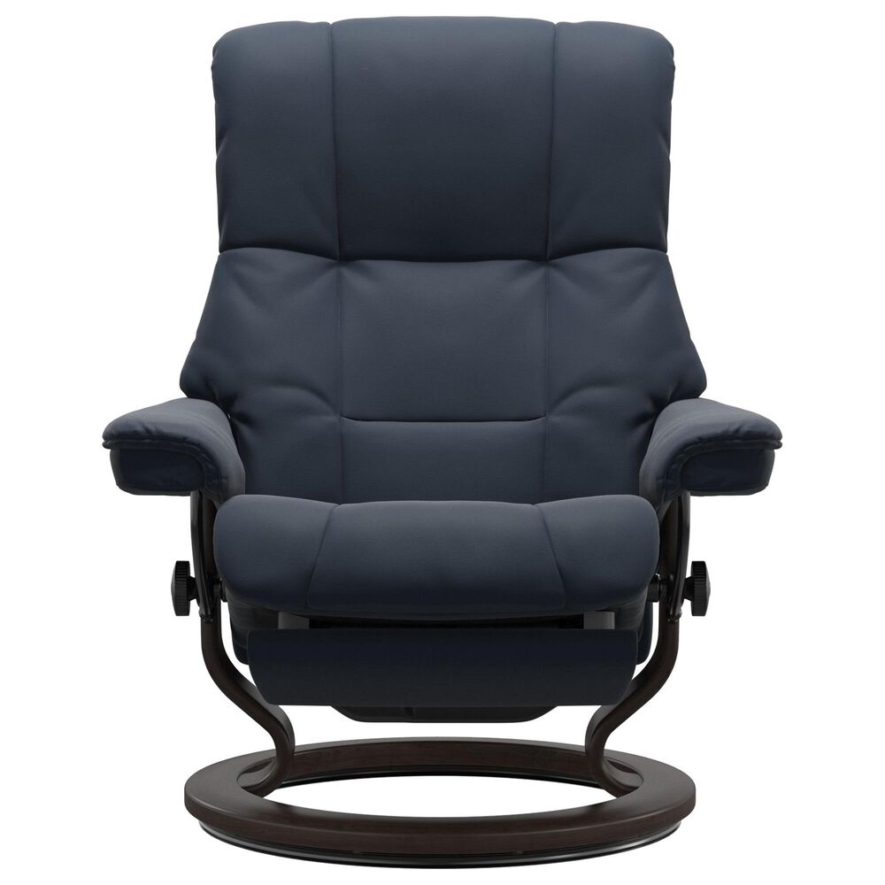 Stressless Mayfair Large Classic Power Recliner with Wenge Base in Paloma Oxford Blue, , large