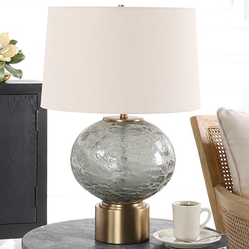 Uttermost Lunia Table Lamp in Smoky Gray and Antique Brushed Brass, , large