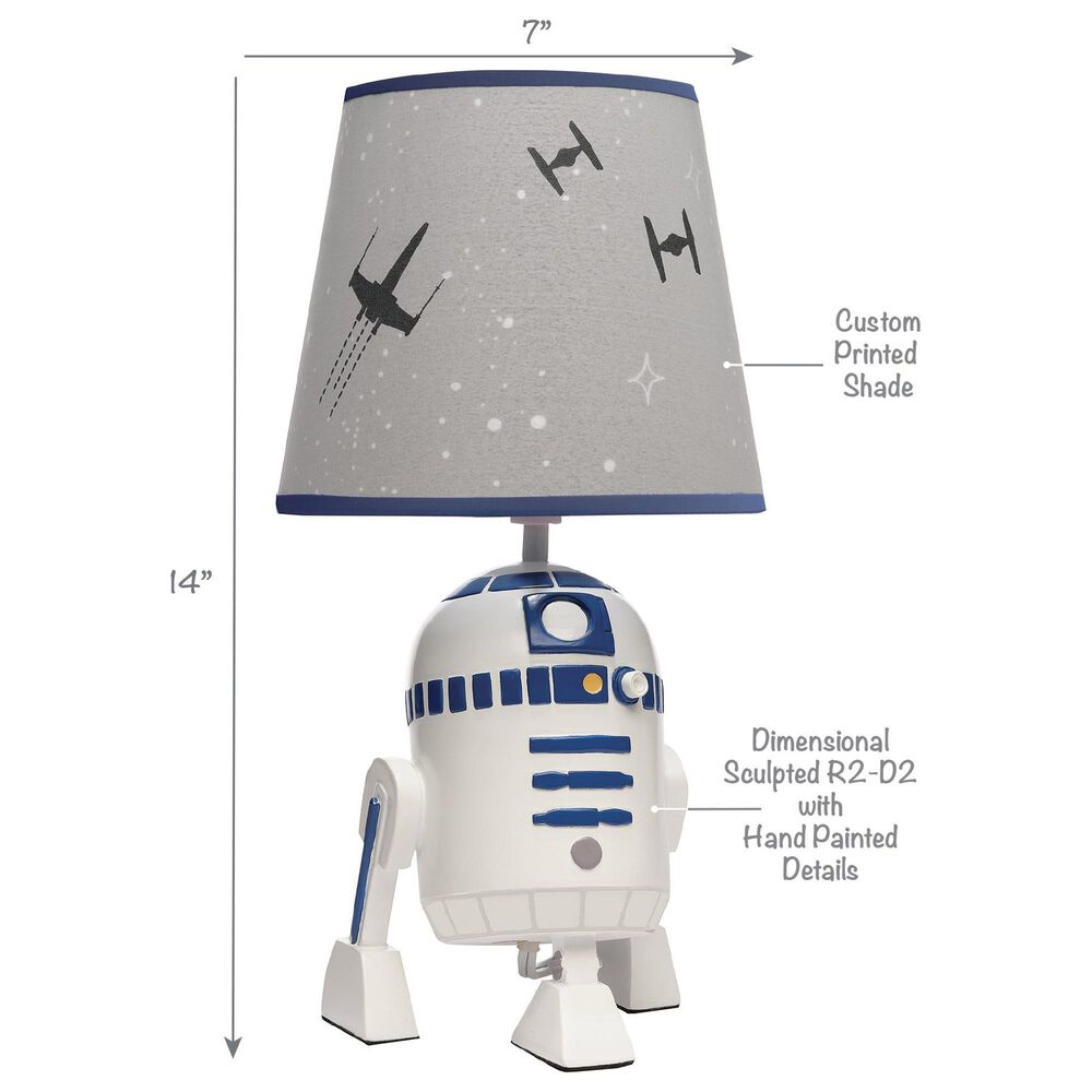 Lambs and Ivy Star Wars Classic R2-D2 Table Lamp in White, Blue and Gray, , large