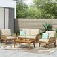 Hearth and Haven 4-Piece Outdoor Chat Set with Teak Coffee Table in Beige, , large