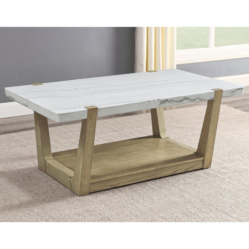 Crystal City Perth Cocktail Table in Weathered Sand and White, , large