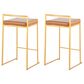LumiSource Fuji 26" Stacker Counter Stool with Camel Upholstery in Gold (Set of 2), , large