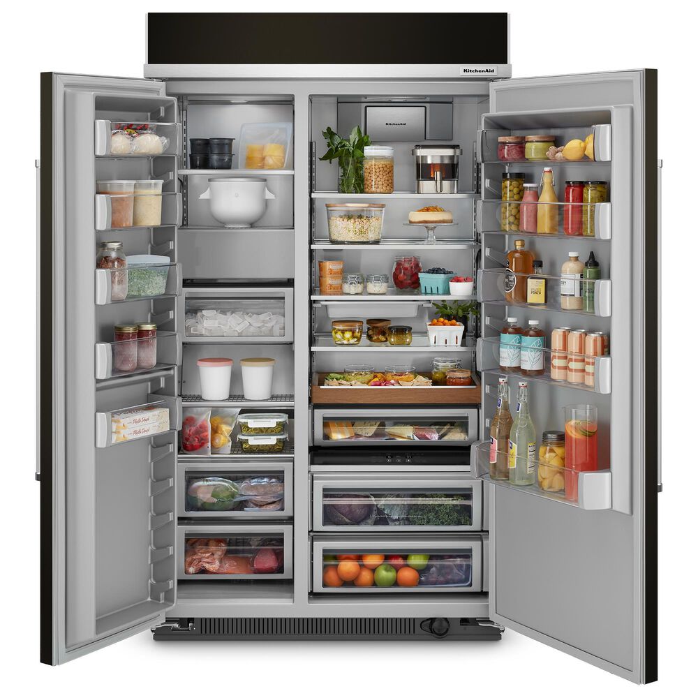 KitchenAid 30 Cu. Ft. Side By Side Built-In Refrigerator in Black Stainless Steel and PrintShield, , large