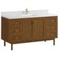James Martin Laurent 60" Single Bathroom Vanity in Honey Oak with Single Hole 3 cm White Zeus Silestone Top and Rectangular Sink, , large
