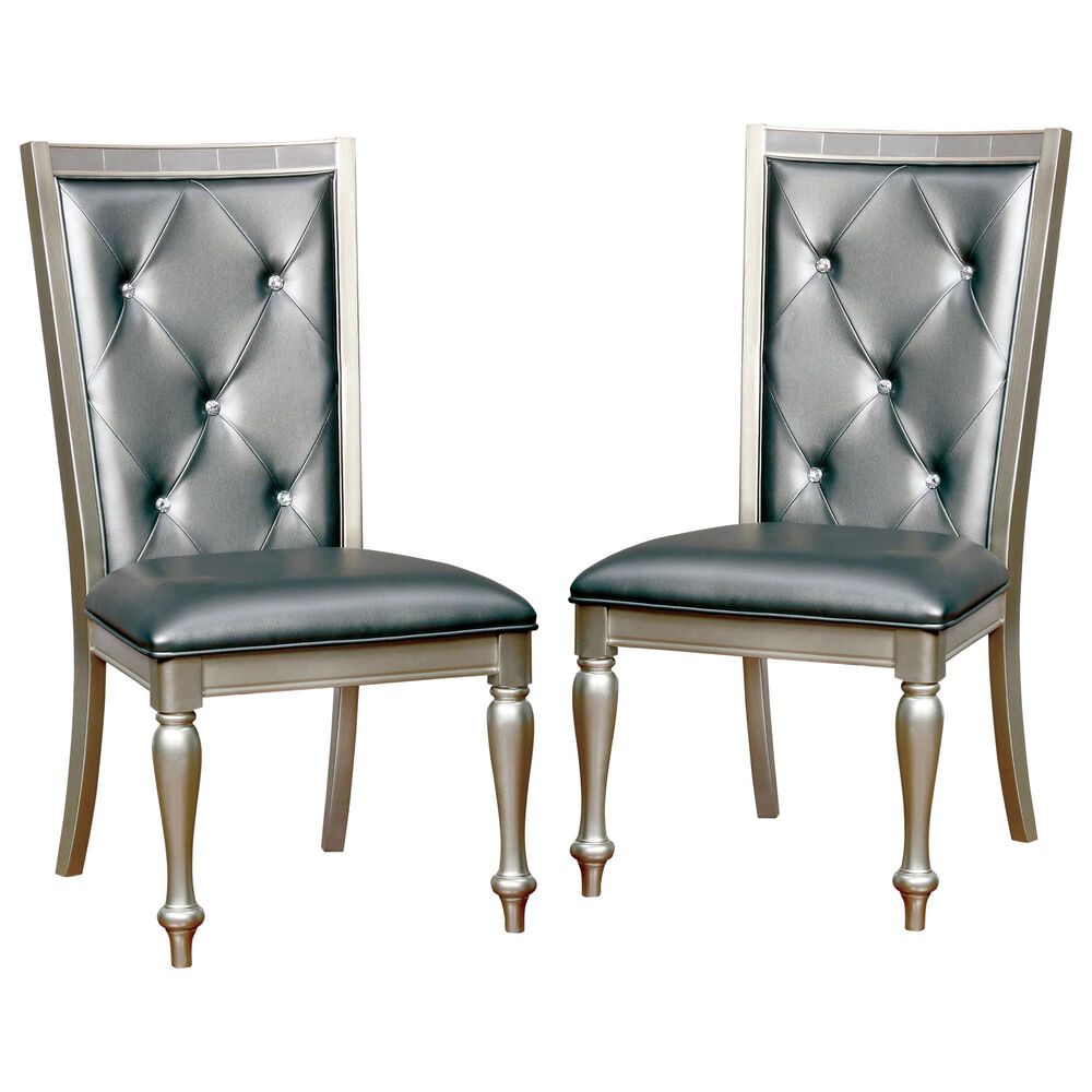 Furniture of America Hooper Side Chair in Silver (Set of 2), , large