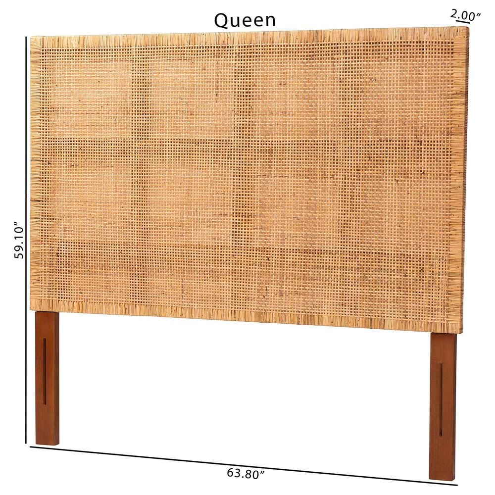 Baxton Studio Lesia Queen Standalone Headboard in Light Honey and Red Teak, , large