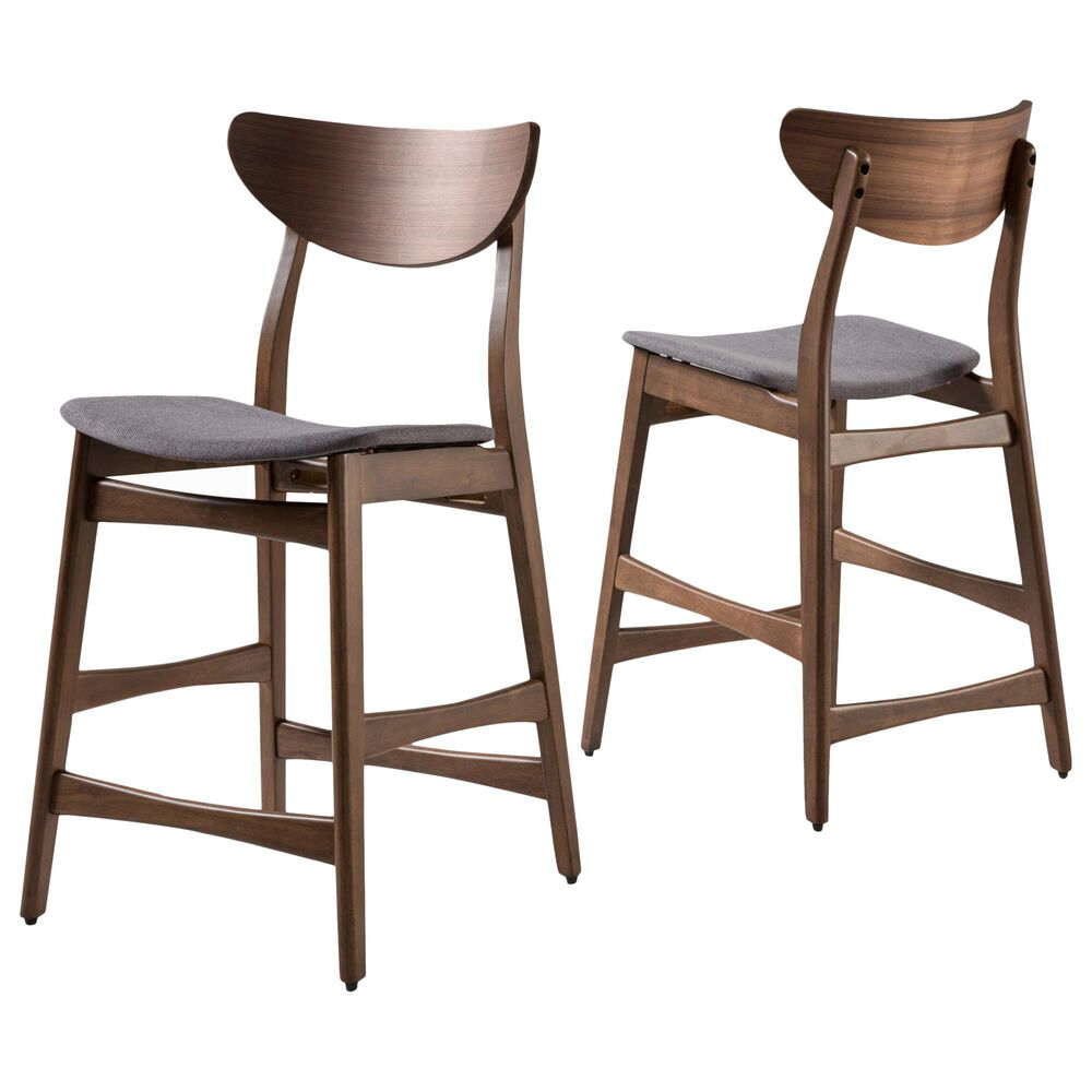 Noble House Gavin Counter Chair in Dark Gray (Set of 2), , large