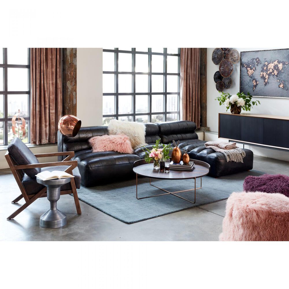 Moe&#39;s Home Collection Ramsay Leather Chaise in Black, , large