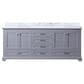 Lexora Home Dukes 80" Double Bathroom Vanity in Dark grey with 2 cm White Carrara Marble Top and Rectangular Sinks, , large