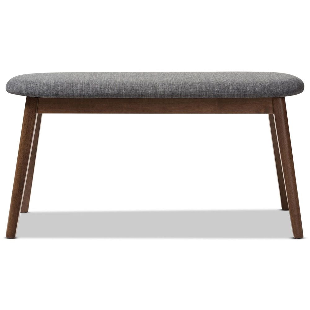 Baxton Studio Easton Bench with Dark Grey Cushion in Walnut Brown, , large