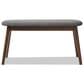 Baxton Studio Easton Bench with Dark Grey Cushion in Walnut Brown, , large