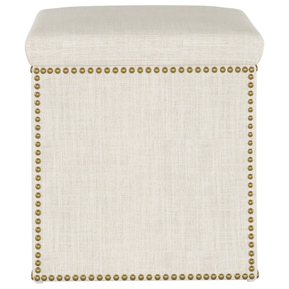 Skyline Furniture Turner Storage Ottoman in Linen Talc, , large