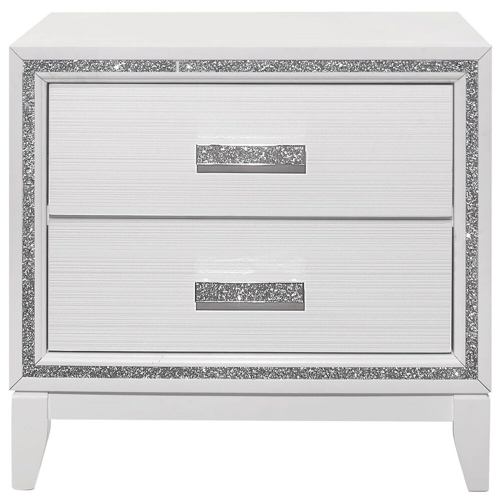 Global Furniture USA Lily 2-Drawer Nightstand in White and Glitter, , large