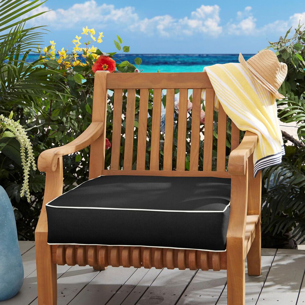 Sorra Home Sunbrella 22.5" Deep Seating Cushion in Canvas Black with White Accent, , large