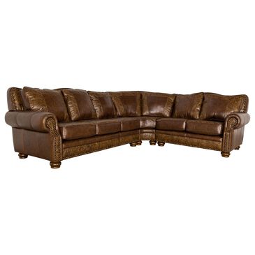 Vintage Leather Lorak 3-Piece Right Facing L-Shaped Sectional in Brown, , large