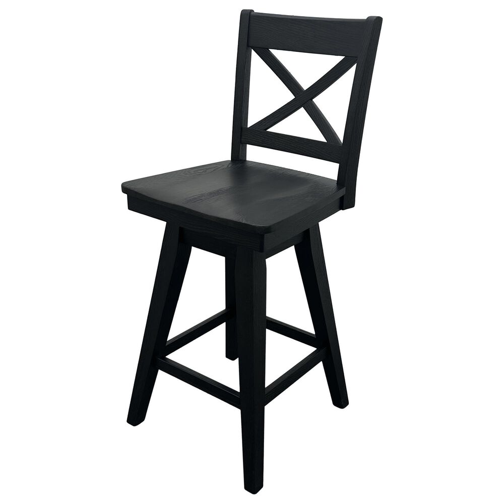 Hawthorne Furniture Solid Wood X Back Counter Stool in Black, , large