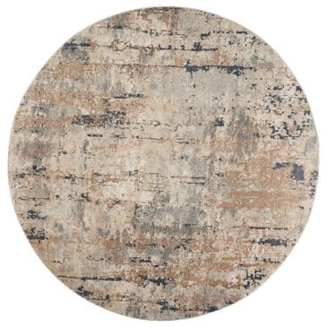 Nourison Quarry QUA01 7"10" Round Beige and Grey Area Rug, , large