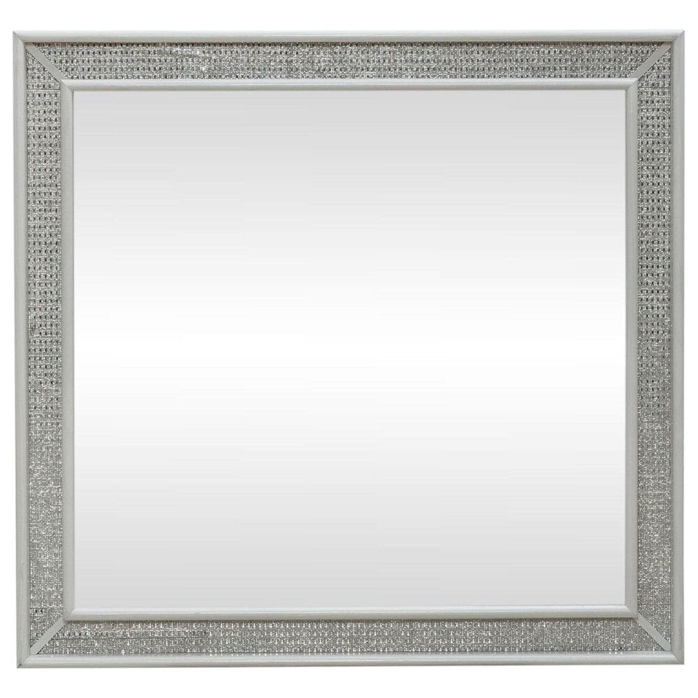 Belle Furnishings Reflections Lighted Dresser Mirror in Pearl White and Rhinestone, , large