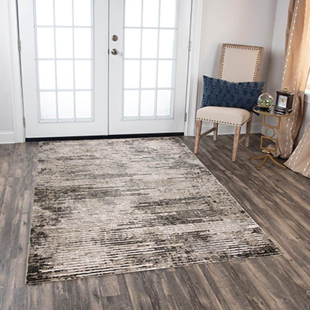 RIZZY Calabria 5&#39;3&quot; x 7&#39;6&quot; Gray, Black and Neutral Area Rug, , large