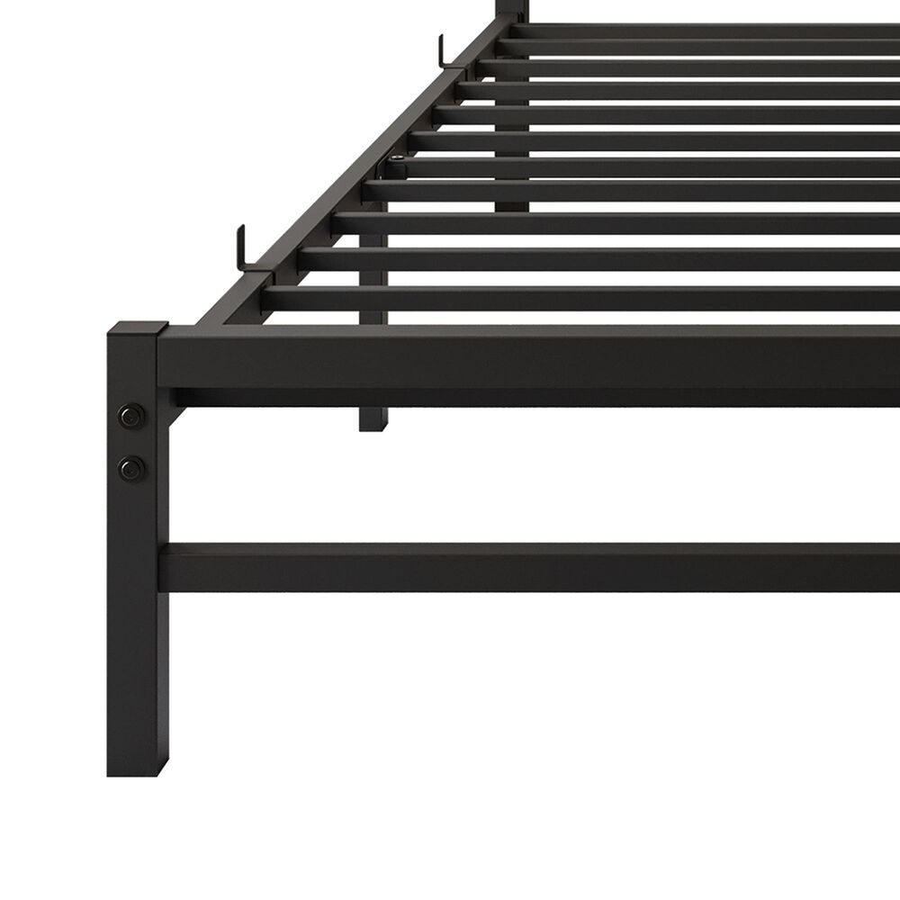 Hearth and Haven Queen Platform Bed Frame with Wood Headboard in Black, , large