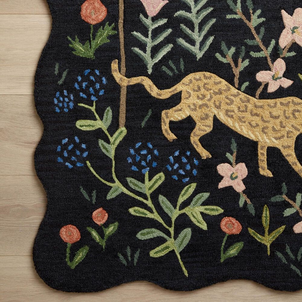 Rifle Paper Co Crafted by Cloth and Company Silhouette 3&#39;6&quot; x 5&#39;6&quot; Black Area Rug, , large