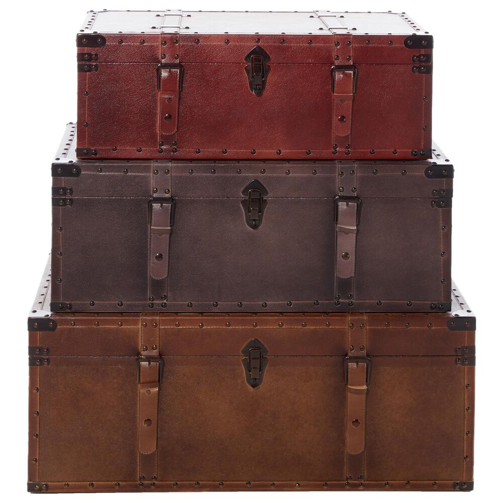 Maple and Jade Assorted Trunks in Brown (Set of 3), , large