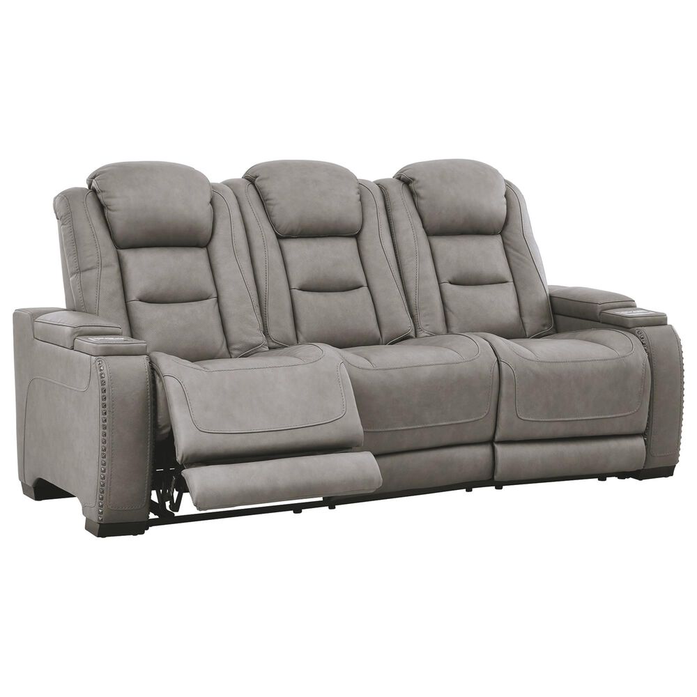 Ashley The Man-Den Power Reclining Sofa with Adjustable Headrest in Gray, , large