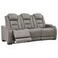 Ashley The Man-Den Power Reclining Sofa with Adjustable Headrest in Gray, , large