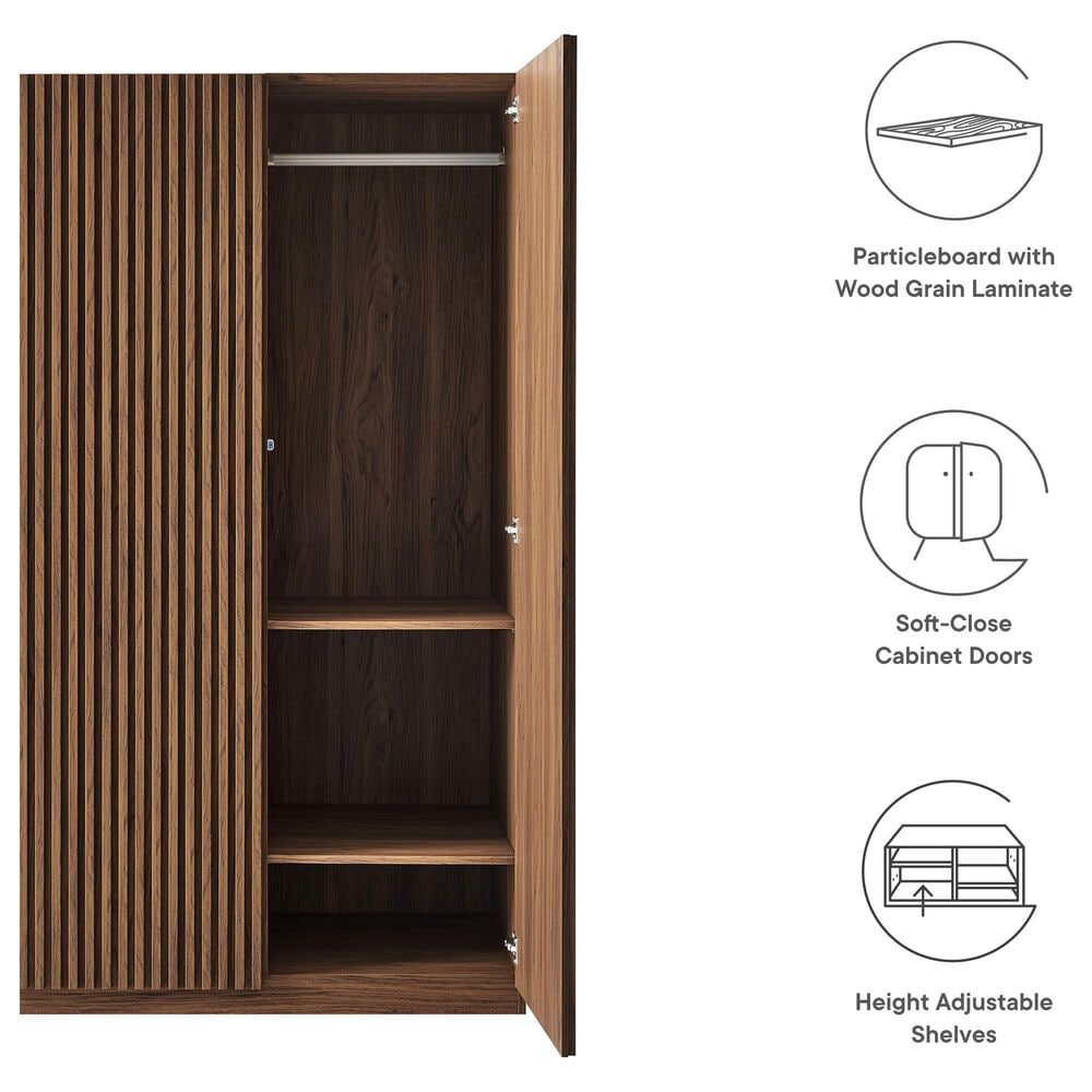 Modway Render 2-Door Wardrobe Closet in Walnut, , large