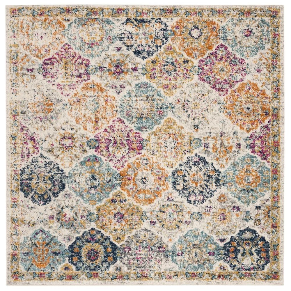 Safavieh Madison MAD611B 4" Square Cream and Navy Area Rug, , large