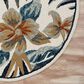L&R Resources Sinuous Tropical Paradise Floral 6" Round White, Blue and Tan Area Rug, , large
