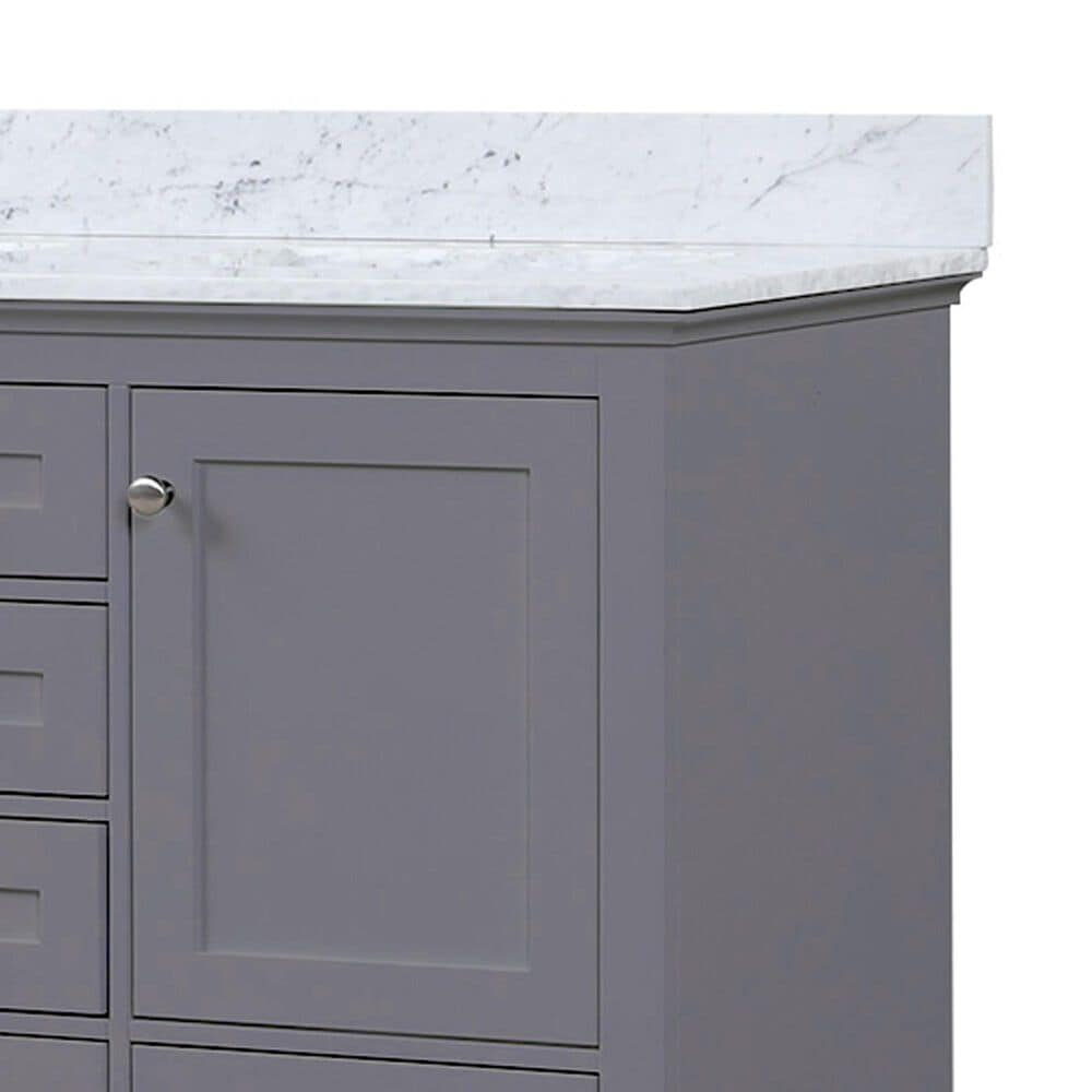 Lexora Home Dukes 48&quot; Double Bathroom Vanity in Dark Grey with 2 cm White Carrara Marble Top and Rectangular Sinks, , large