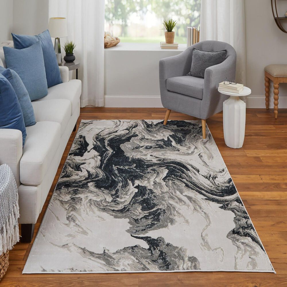 Feizy Micah 6&#39;7&quot; x 9&#39;6&quot; Black and Ivory Area Rug, , large