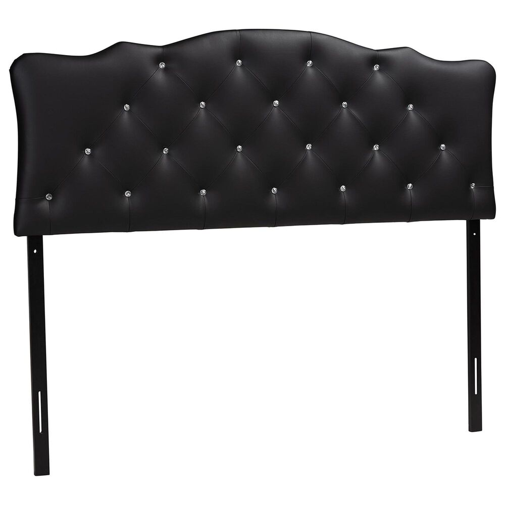 Baxton Studio Rita Queen Panel Headboard with Faux Leather Upholstered in Black, , large