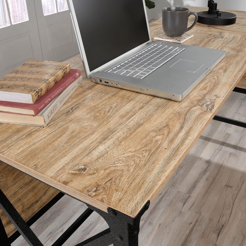 Sauder Steel River L-Shaped Desk in Milled Mesquite, , large