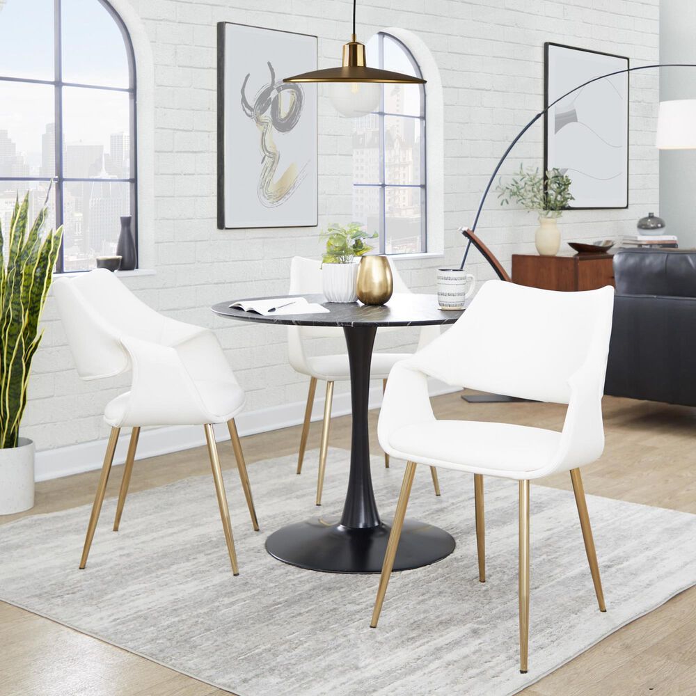 Lumisource Curvo Arm Chair with White Upholstered in Gold &#40;Set of 2&#41;, , large