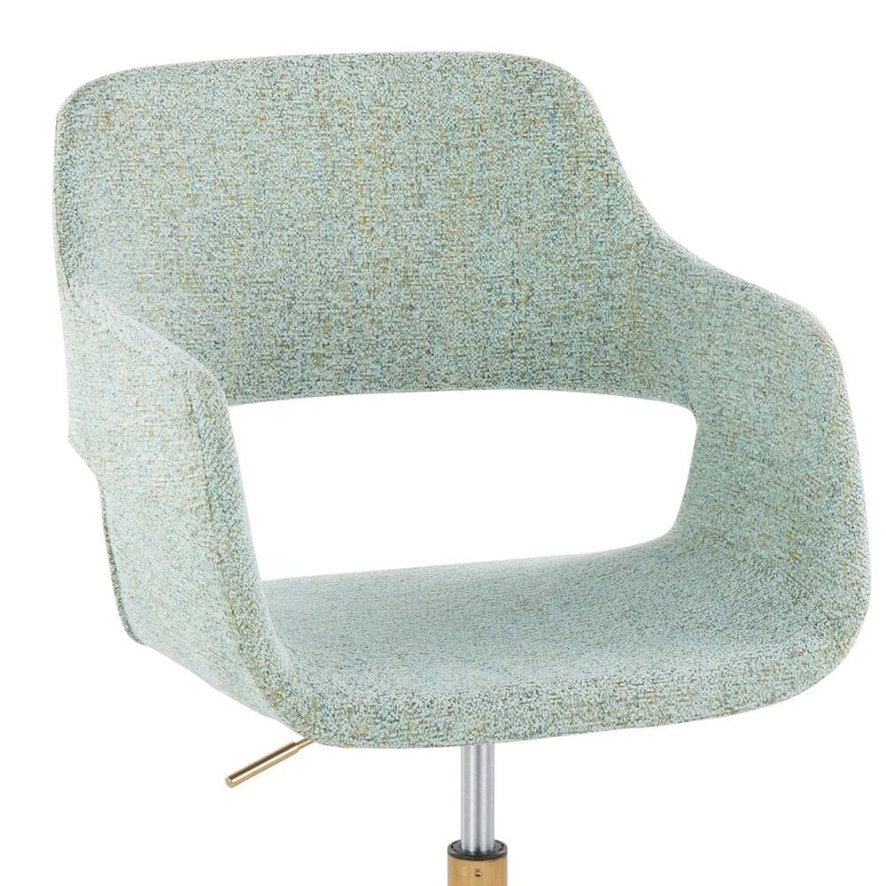 Lumisource Margarite Task Chair with Light Green Fabric Cushion in Gold, , large