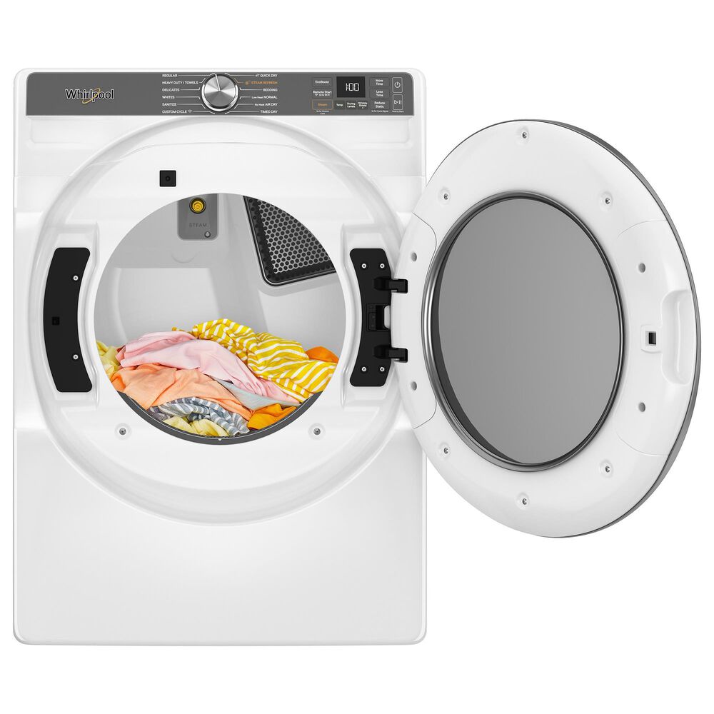Whirlpool 7.4 Cu. Ft. Smart Front Load Gas Dryer with Steam Capabilities in White, , large